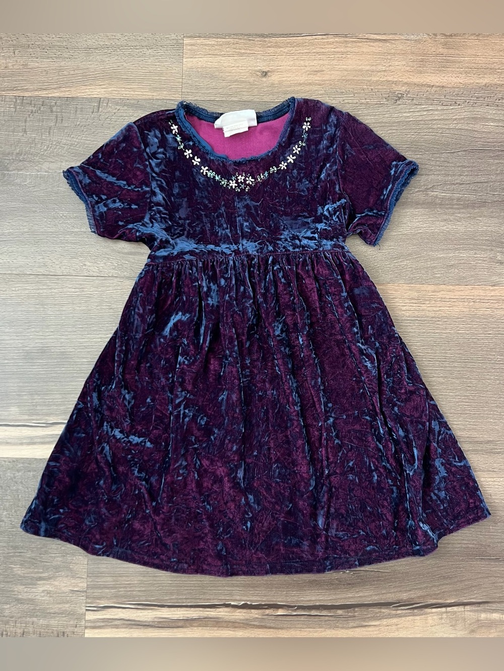 Vintage 90s SWAT Girls' Purple Crushed Velvet Dress Size 5